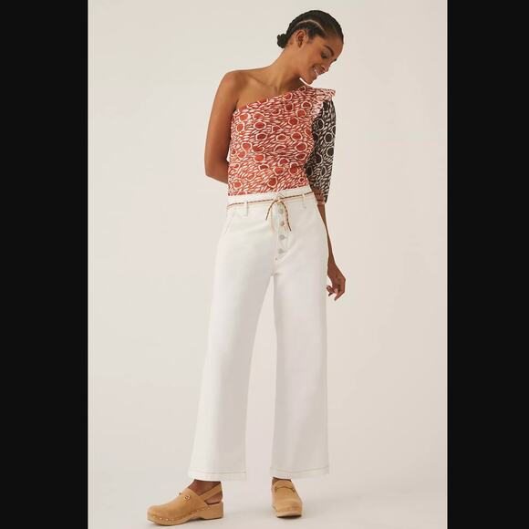 Anthropologie Ivory Chino Pants - 31 Waist - Ultra High Rise - New - Picture 1 of 5